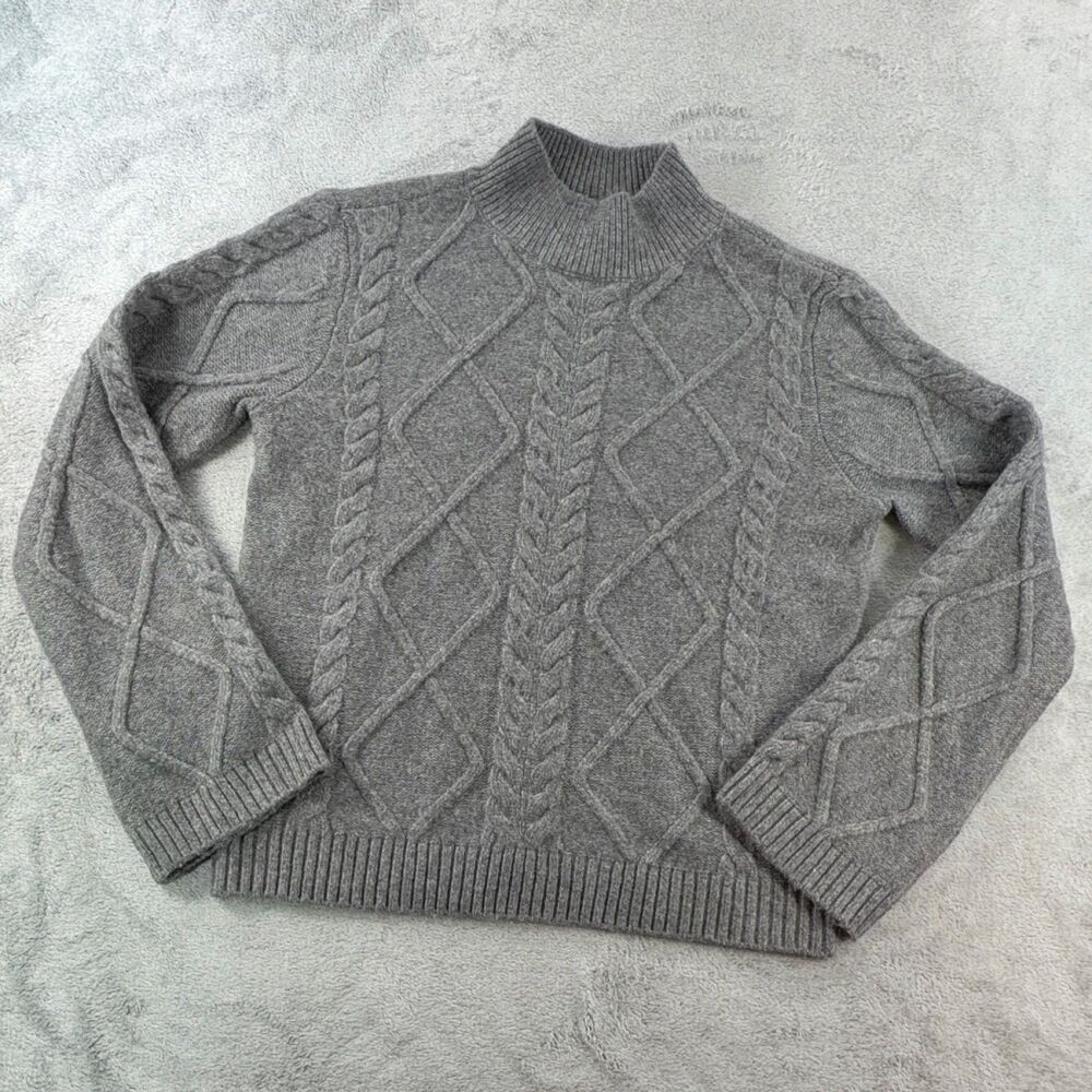 LOFT Mock Neck Pullover Sweater Womens S Wool Blend Gray Long Sleeve